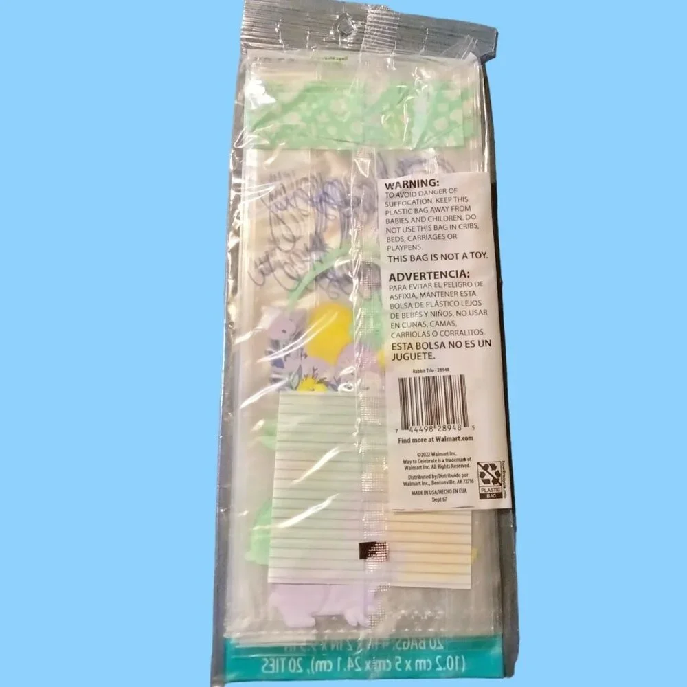 Happy Easter Treat Bags 20 Twist Ties Bunnies Rabbit Cookie Hunt Party